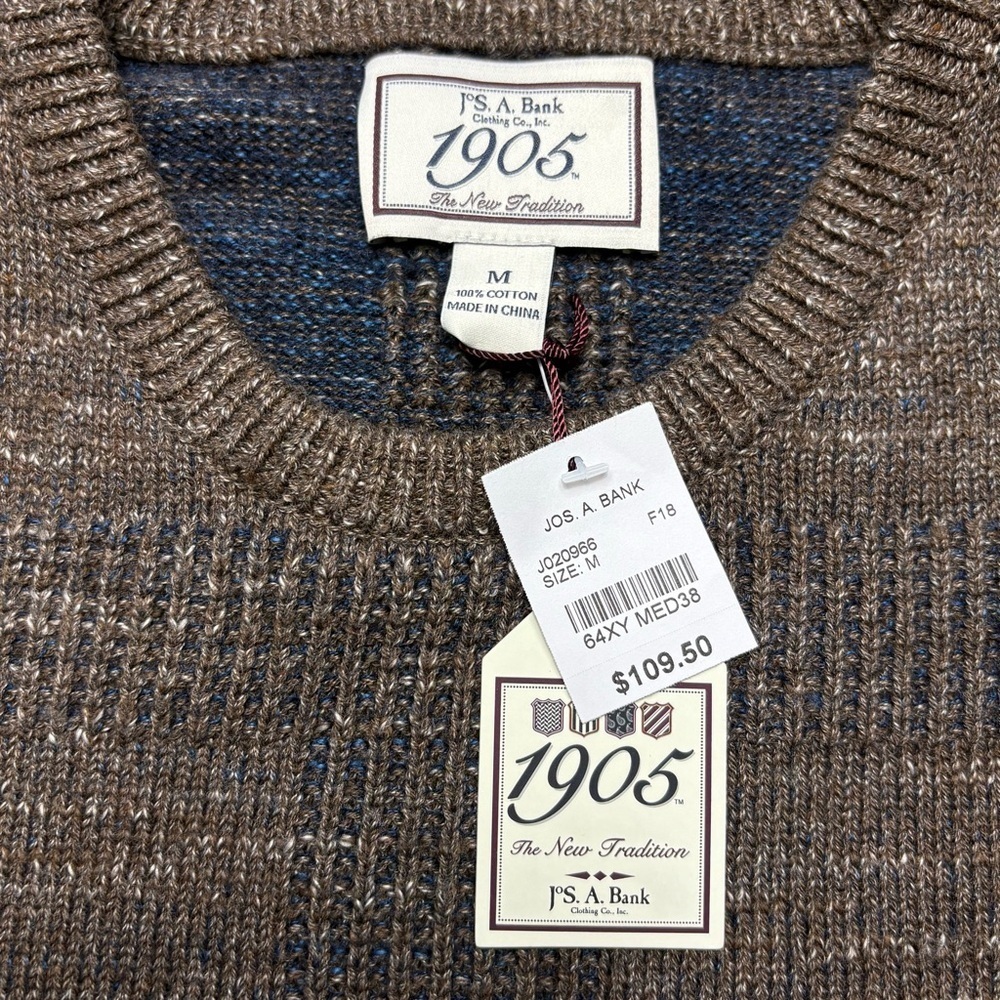 NWT Jos A Bank 1905 Textured Crewneck Pullover Sweater • Size M • 100% Cotton - Picture 8 of 8